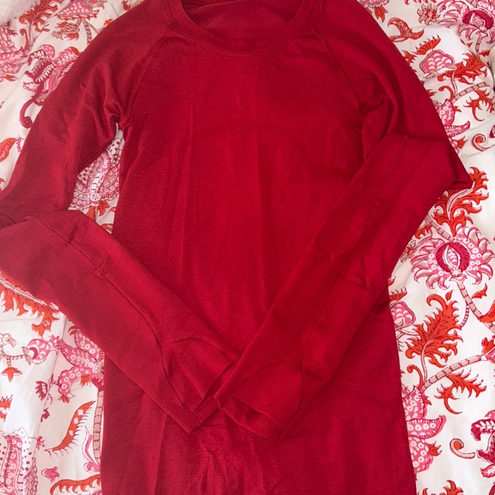 lululemon swiftly. Size 0. Dark red. Full length NWOT, never worn!